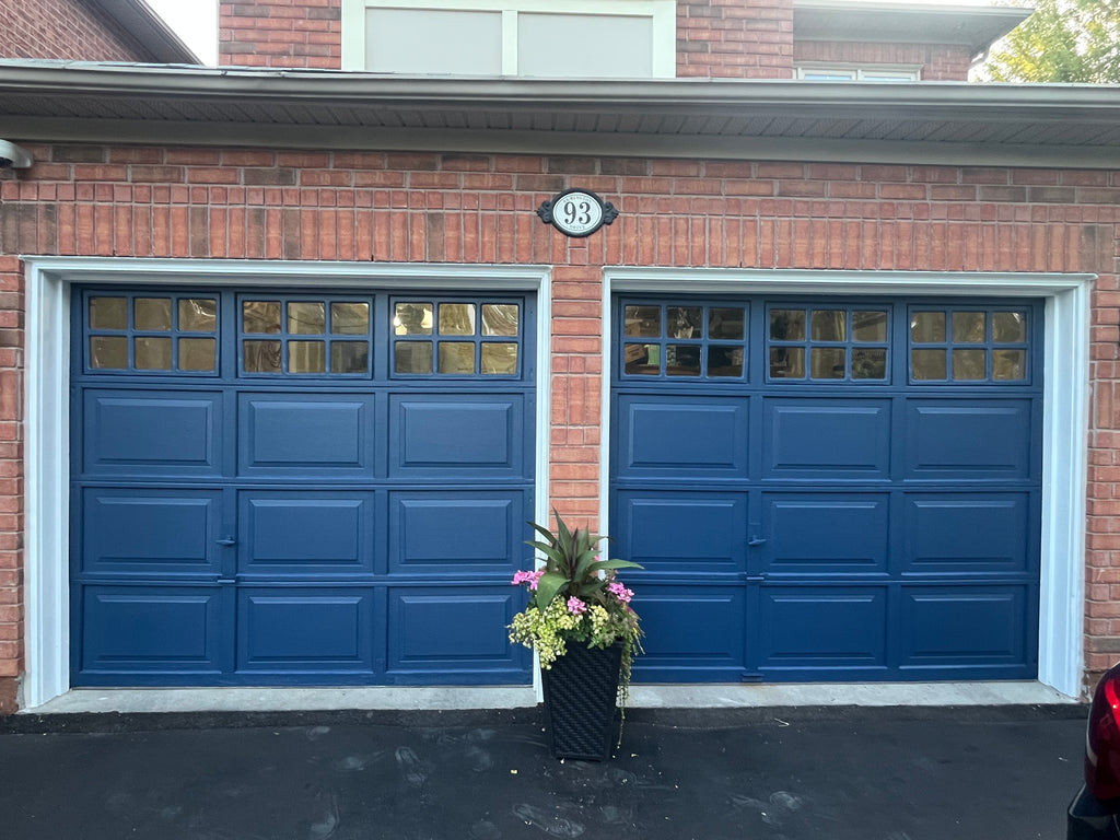 Blue Garage Door and Pillars Renovation - Richmond Hill Property Tranformation